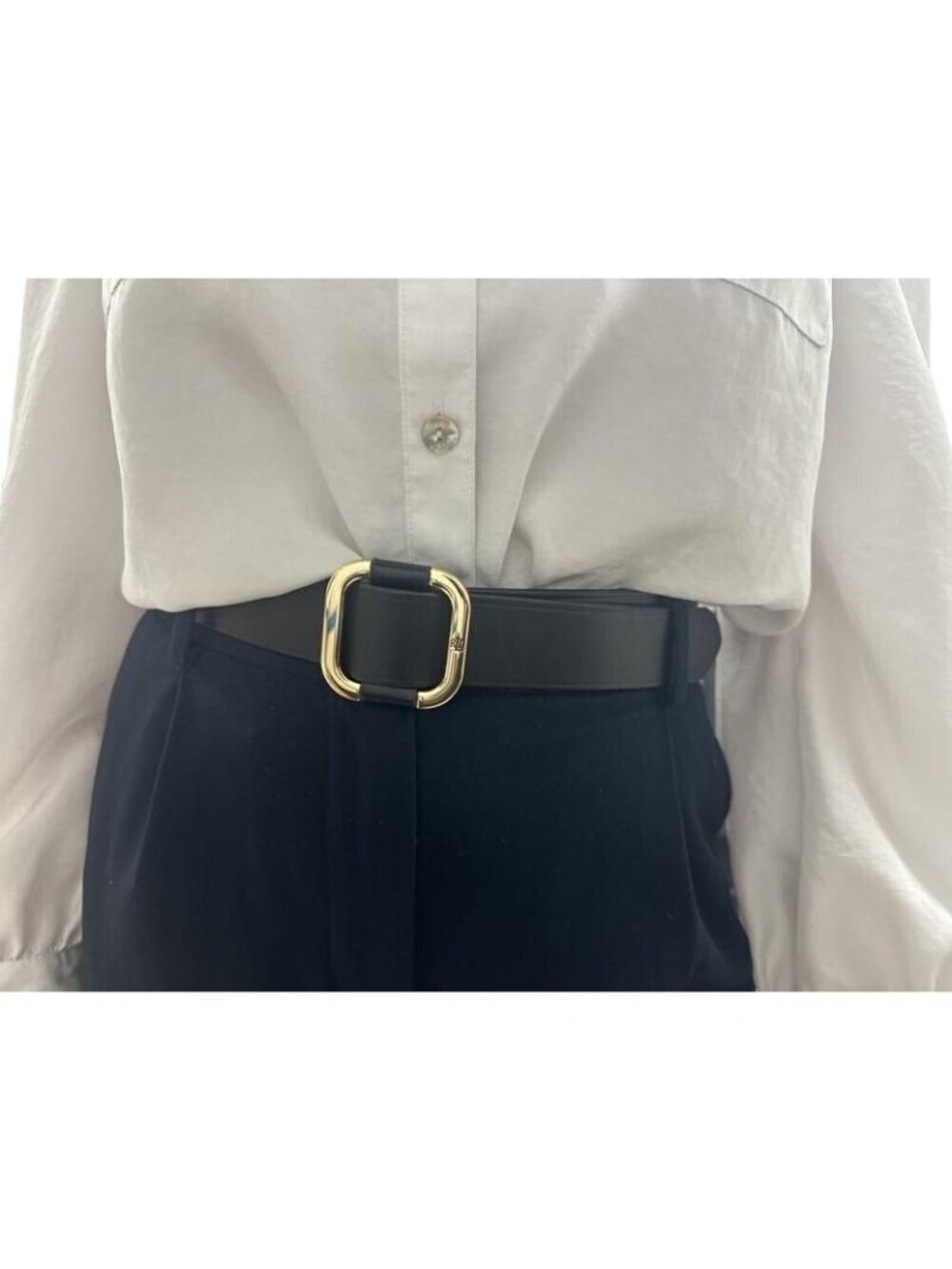 NWT Lauren Ralph Lauren Slide Buckle Leather Belt Black Size Small